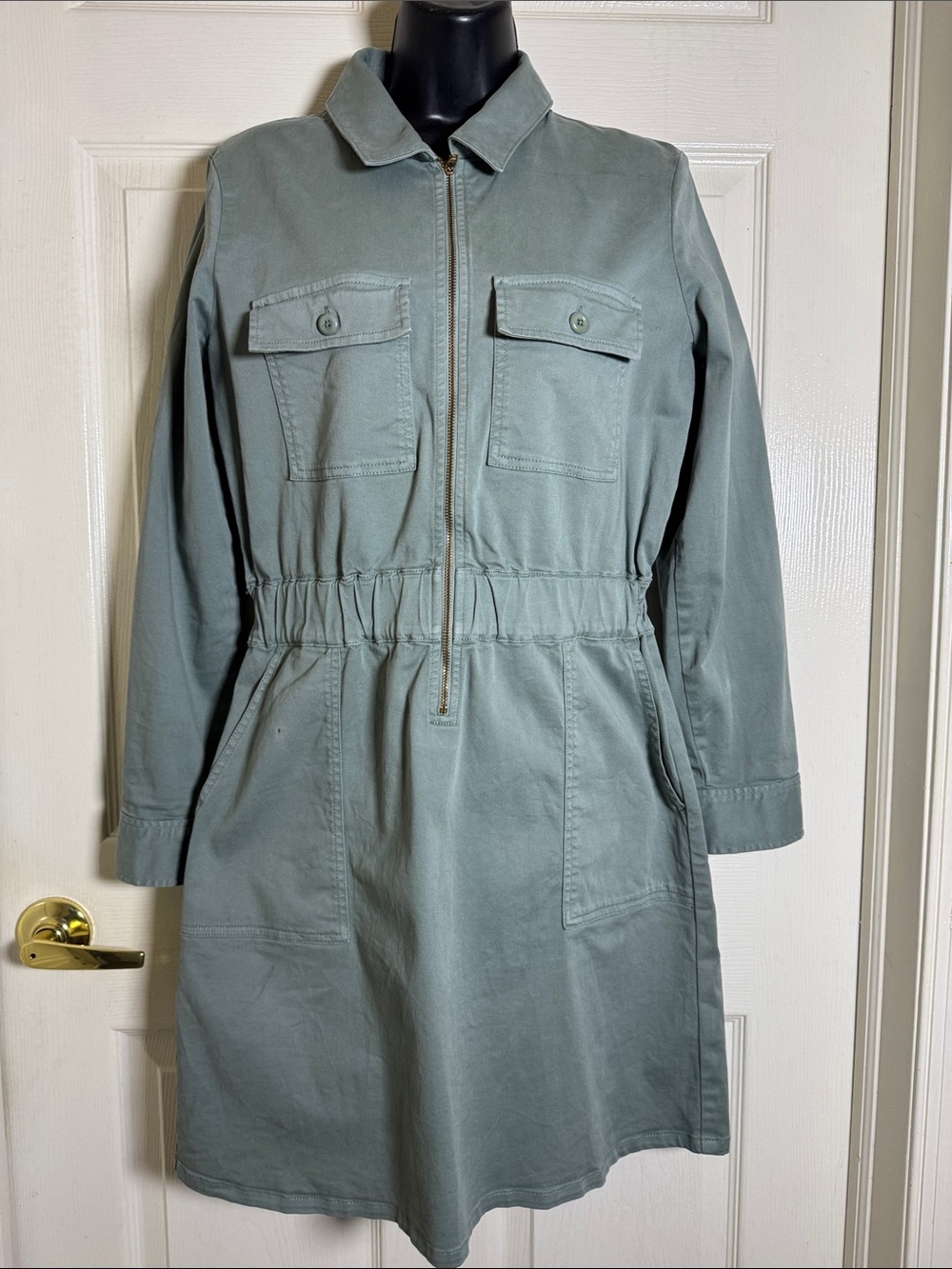 J. Crew Long-sleeve Zip-front Chino Utility Dress Sz 4